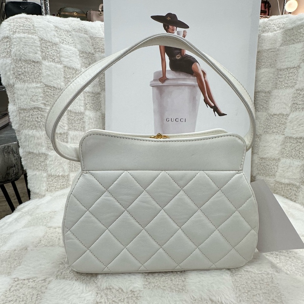 CHANEL Ivory Quilted Shoulder Bag